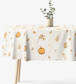 Goldea oválny obrus 100% bavlnené plátno - jesenné tekvice a lístky 120 x 160 cm
