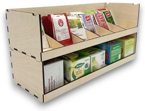 Stohovateľný organizér na čajové vrecúška aj krabičky, 5 variabilných priehradiek VASKY Cenové rozpätie: cena za 1ks