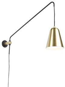 Retro nástenná lampa zlatá/mosadzná s tienidlom - Demi