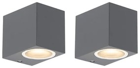 Sada 2 moderných nástenných žiaroviek antracitová IP44 - Baleno I.