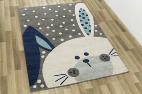 Detský koberec EMILY KIDS 2323A Zajac tyrkysový / tmavý sivý
