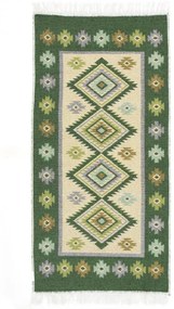 Obojstranný koberec / behúň Kilim romby zelený