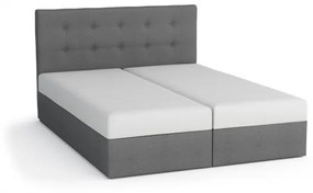 Manželská postel v eko kůží s úložným prostorem 160x200 LUDMILA - bílá / šedá