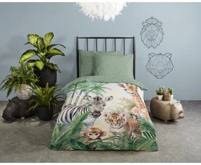Zelené bavlnené detské obliečky na jednolôžko 140x200 cm Thabo – Good Morning