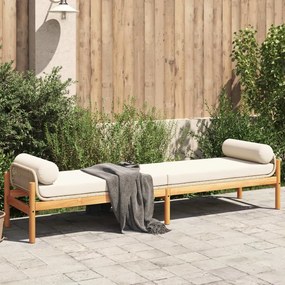 Záhradná lavica s vankúšom béžová polyratan akáciové drevo 366301