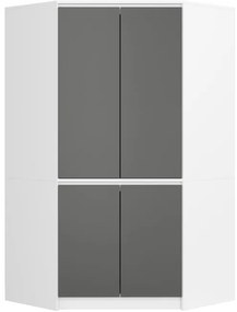 Rohová skriňa S100 4D CLP biela / sivá / grafitová