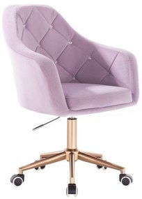 LuxuryForm DESIGN Kreslo ROMA VELUR na zlatej podstave s kolieskami - levanduľa
