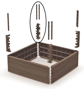 Prosperplast Vyvýšený záhon 75,6x75,6x25cm Base woody rustikálny tehlový