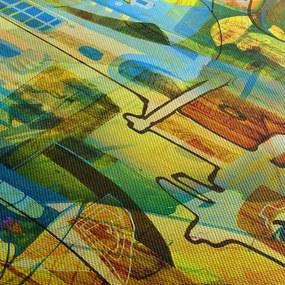 Obraz - Architektúra, kubistická abstrakcia (120x50 cm)