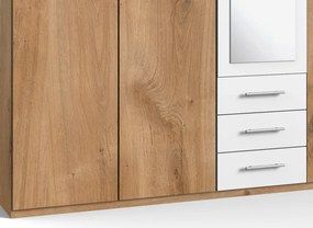 Šatníková skriňa Ben, 225 cm, doskový dub/biela