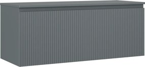 Mexen Rivel, kúpeľňová skrinka 120 cm s hornou časťou, 1 zásuvka, drážkovaná, grafitová matná, 91A20-12047-1-BFC66