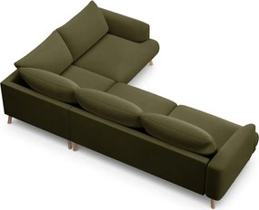 Zelená zamatová rohová pohovka (pravý roh/do L) Naomi – Micadoni