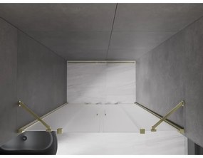 Mexen Velar Duo, posuvné sprchové dvere do otvoru 150 cm, 8mm sklo námraza, zlatá lesklá, 871-150-000-32-50