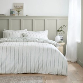 Bielo-zelené obliečky na jednolôžko z bavlneného perkálu 135x200 cm Scallop Floral – Bianca