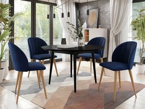 Okrúhly stôl Botiler FI 120 so 4 stoličkami ST100 04, Farby: natura, Farby: čierny, Potah: Magic Velvet 2216 Mirjan24 5903211162435