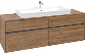 VILLEROY &amp; BOCH Collaro závesná skrinka pod umývadlo na dosku (umývadlo v strede), 4 zásuvky, 1600 x 500 x 548 mm, Oak Kansas, C03100RH