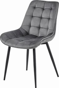 Set troch jedálenských stoličiek BERA zamatové tmavosivé / čierne nohy (3ks)