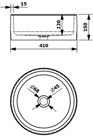 Sapho - Umývadlo na dosku PRIORI pr. 41 cm keramika/modrá