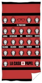 Bavlnená osuška Papierový dom - La casa de papel - motív Zlodějská partia a dom Ciudades - 100% bavlna - 70 x 140 cm
