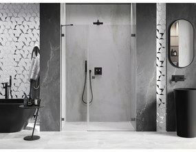 Mexen Lunar-B, výklopné pravé sprchové dvere 115 cm, 8mm číre sklo, brúsený grafit profil, 832S-115-050-66-00-P