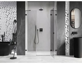 Mexen Lunar, pravé otočné sprchové dvere 135 cm, číre sklo, čierny profil, 834S-135-050-70-00-P