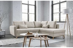 Béžová rozkladacia rohová pohovka Miuform Scandic Lagom L, pravý roh