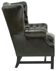 furniture-nabytek.cz - Masívne kreslo Chesterfield Kingsfield ušák z pravej kože, zelené – 89×79×104 cm