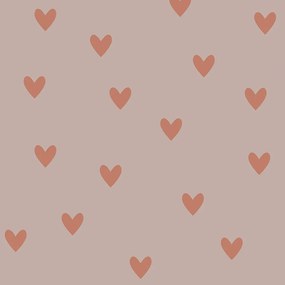 DEKORNIK Simple Hearts Pink And Red Brick - Tapeta