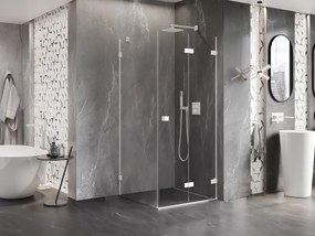 Mexen Lunar-F, 1-krídlový sprchový kút so skladacími dverami, pravý, 70 x 70 cm, 8mm číre sklo, biely profil, 836-070-070-20-00-P