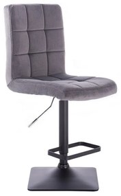LuxuryForm DESIGN Barová stolička TOLEDO VELUR na čiernej hranatej podstave   - tmavo šedá