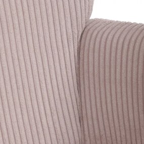 Relaxačné kreslo ušiak s taburetom ROYAL — kov, menčester, ružová