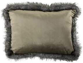 Bílo - zlatý sametový polštář lemovaný kožešinou Copp - 45 * 35 * 10cm