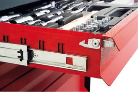 Pojazdný dielenský vozík na náradie GD, 6 zásuviek, 705 x 545 x 960 mm, grafit / červená