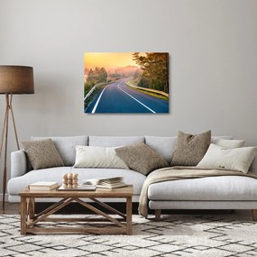 Sklenený obraz - Cesta pri východe slnka (70x50 cm)