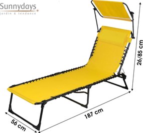 Sunnydays Plážové lehátko so strieškou, žlté Množstvo: 1 ks