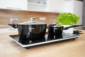 MEGAKOMBO Multifunkčný kuchynský robot BestBerg BBR-1900B + 15dielna sada riadu s mramorovým povrchom BestBerg BBN-1015A / čierna