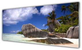 Obraz na akrylátovom skle Skaly pláž príroda 125x50 cm