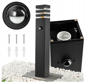 BERGE Záhradná lampa Malibu - ME0021 - E27 - 60 cm - čierna - pohybové čidlo