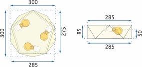 Toolight - Stropné svietidlo Diamond 30cm E27 3x60W APP875-C, zlatá, OSW-08973