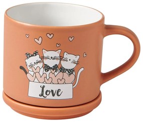 Oranžové/béžové porcelánové hrnčeky v súprave 2 ks 350 ml Cats – Brandani