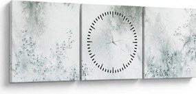 Obraz abstrakcie listov (s hodinami) (90x30 cm)