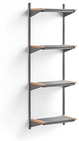 Regál na topánky JEPPE so 4 policami, základná sekcia, 1790x600x310 mm, strieborná/breza