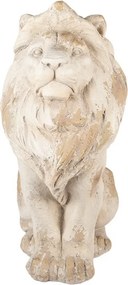 Béžová dekoratívna antik socha leva Lion - 50*30*62 cm