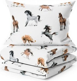 Bavlnené obliečky do postieľky HORSE DREAM biele Rozmer obliečky: 45 x 65 cm | 90 x 135 cm