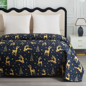 Prehoz na posteľ GOLDEN DEER tmavomodrý Rozmer: 220 x 240 cm