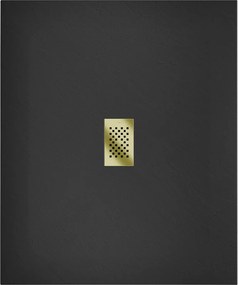 Mexen Hugo, obdĺžniková sprchová vanička SMC 140 x 100 cm, čierna, zlatá krytka, 42701014-G