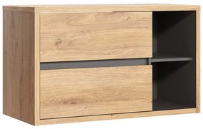 Závěsná skříňka Devon s deskou a umyvadlem 100 cm dub shetland/grafit