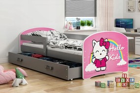 BMS Group LUKI Jednolôžková detská posteľ 160 x 80cm grafit Hello Kitty