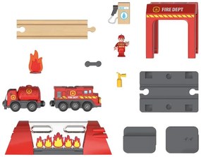 lupilu®  Drevená železničná súprava (hasiči)  (100395067)