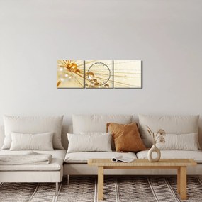 Obraz - Makro fotografie púpavy (s hodinami) (90x30 cm)
